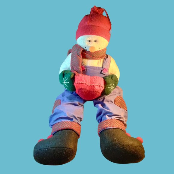 Large Snowman Plush Winter Holiday Decor 32 inch Seat Sitter - Picture 1 of 10